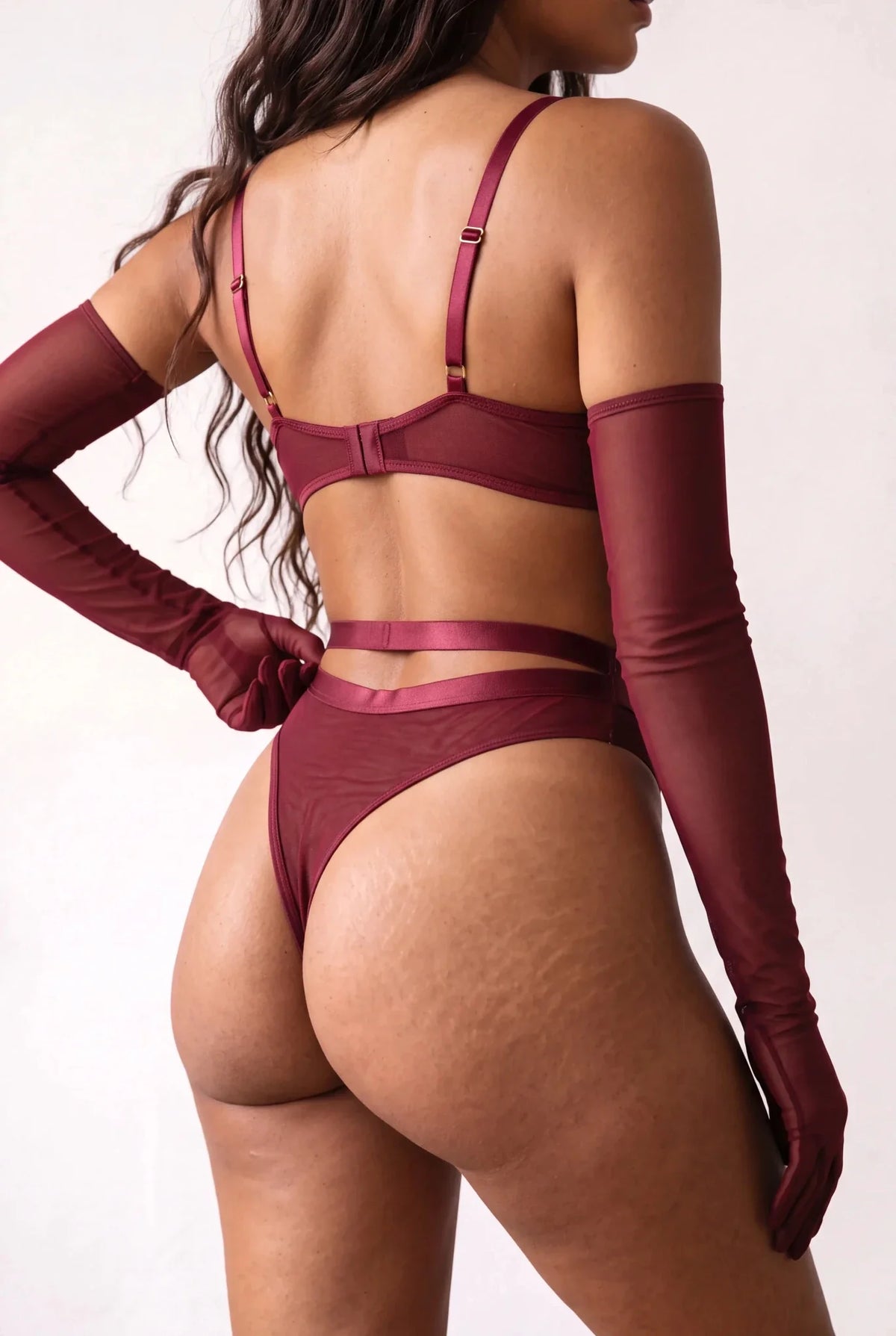Body pour femme avec gants - Gemma Bordeaux