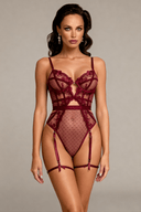 Body en dentelle avec tour de cuisses - Iris Bordeaux