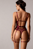 Body en dentelle avec tour de cuisses - Iris Bordeaux