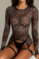 Body manches longues léopard avec jarretelles – INSTINCT - AFTR Underwear FR