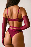 Body pour femme avec gants - Gemma Bordeaux